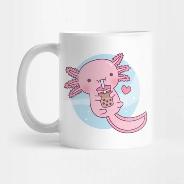 Cute Axolotl Loves Bubble Tea by rustydoodle